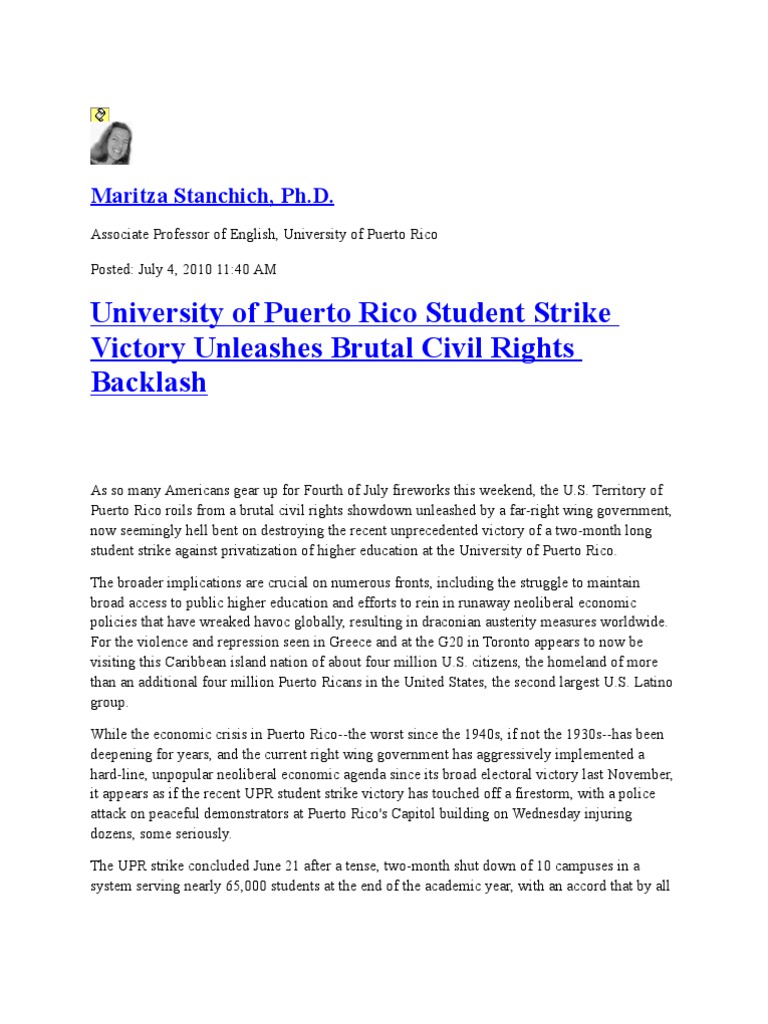 UPR Student Strike and Civil Rights Crisis | PDF | Puerto Rico | The ...