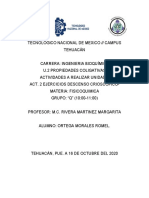 ACTIVIDADES A REALIZAR U.2 EJERCICIOS Prop Coligativas Fisicoquimica. Ortega M. R.