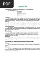 Chapter - 04: Ques.01: Shortly Describe 5 Key Components of A Microcomputer