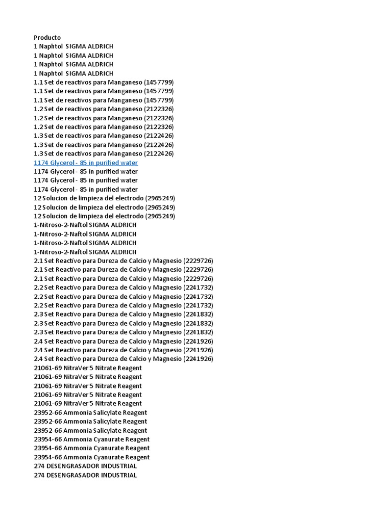 Inventario PQs | PDF | Magnesio | Cloro