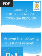 Grade-5 Subject - English Topic - Q/A Revision