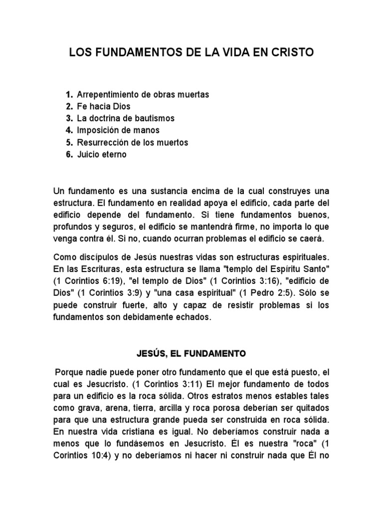 Fundamentos de la Vida en Cristo | PDF | Fe | Jesús