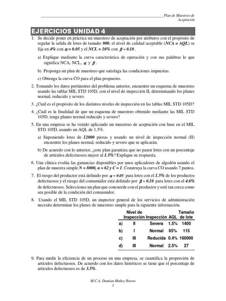 Ejercicios Unidad 4 | PDF | Muestreo (Estadísticas) | Diferencia