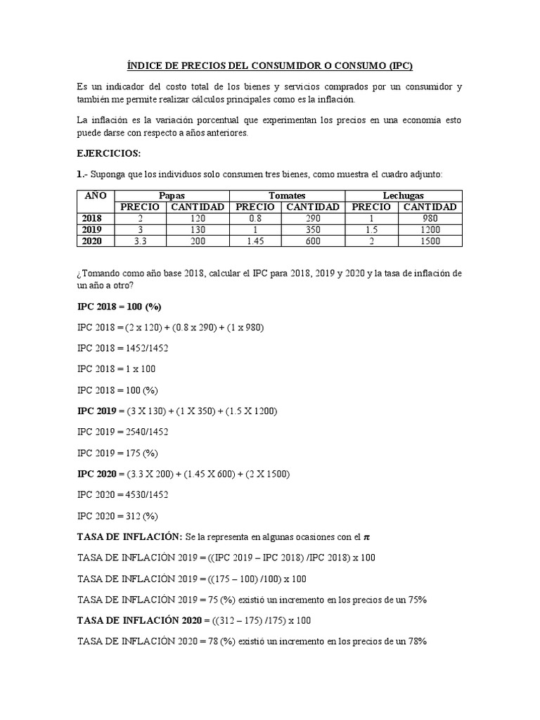pájaro Rugido Hacer Ejercicios de Ipc | PDF | Índice de precios al consumidor | Inflación