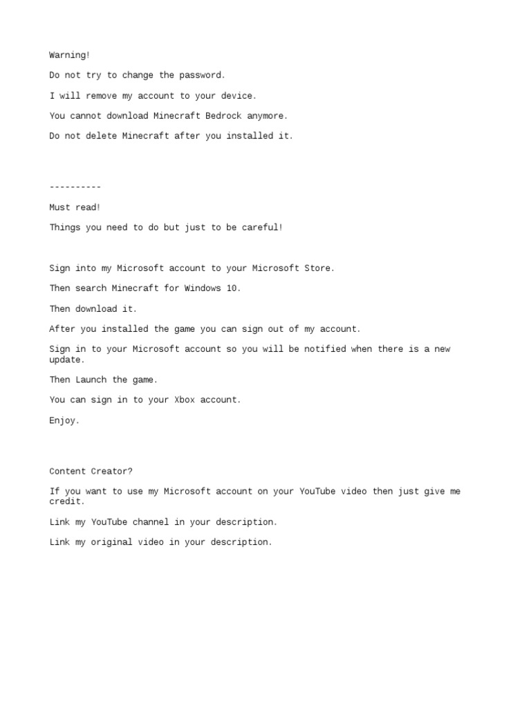 Minecraft Bedrock Account Usage Guide | PDF | Games & Activities