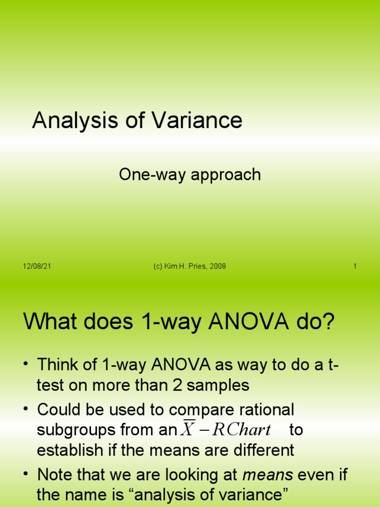 One-Way ANOVA Analysis Overview | PDF | Analysis Of Variance | Data ...