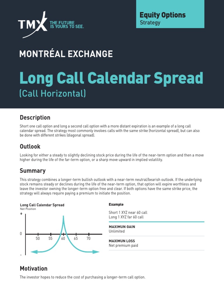 Long Call Calendar Spread PDF Greeks (Finance) Option (Finance)