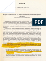 Migración Femenina - Su Impacto en Las Relaciones de Género