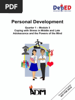 Signed Off - Personality Developent11 - q1 - m3 - Coping With Stress in Middle and Late Adolescence and The Powers of The Mind - v3 PDF