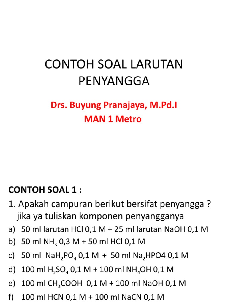 Contoh Soal Larutan Penyangga
