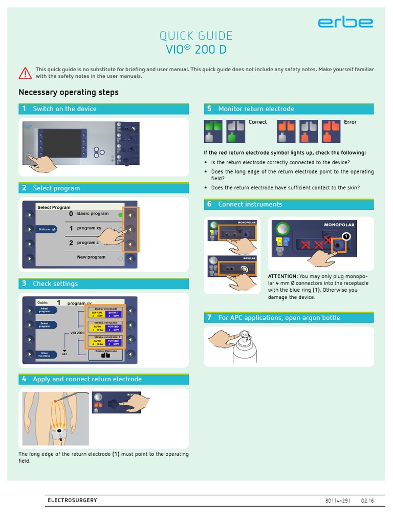 Quick Guide VIO 200 D: Necessary Operating Steps | PDF | Manufactured ...