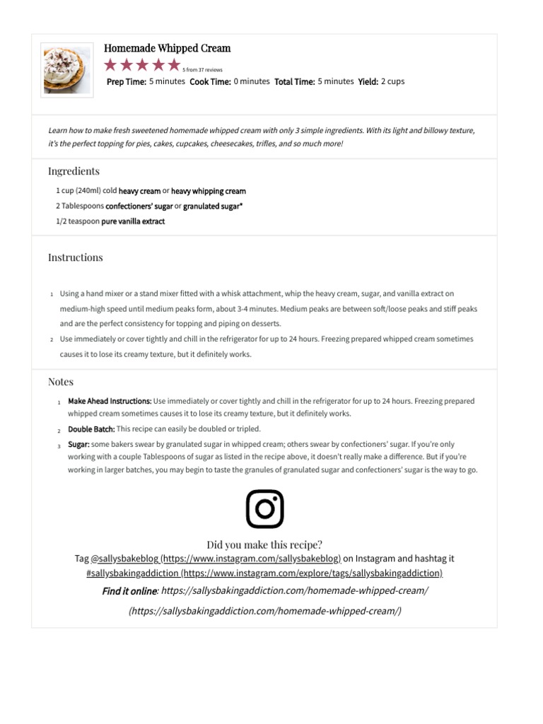 Homemade Whipped Cream Sally's Baking Addiction PDF