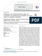 Subgrade Soils Characterization Data, For Correlation of Geotechnical Variables On Urban Roads in Northern Colombia