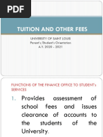 Tuition and Other Fees: University of Saint Louis Parent's/Student's Orientation A.Y. 2020 - 2021