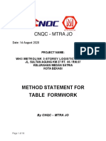 Method Statement for Table Formwork Erection