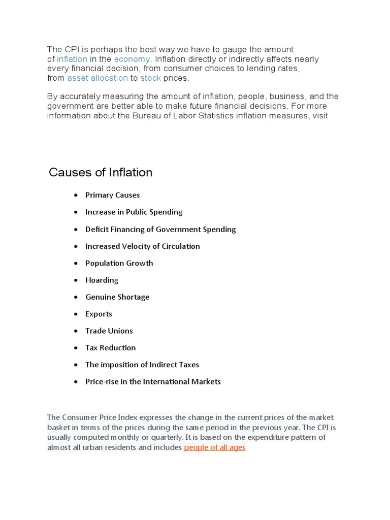 Understanding CPI and Its Impact on Inflation | PDF | Consumer Price ...