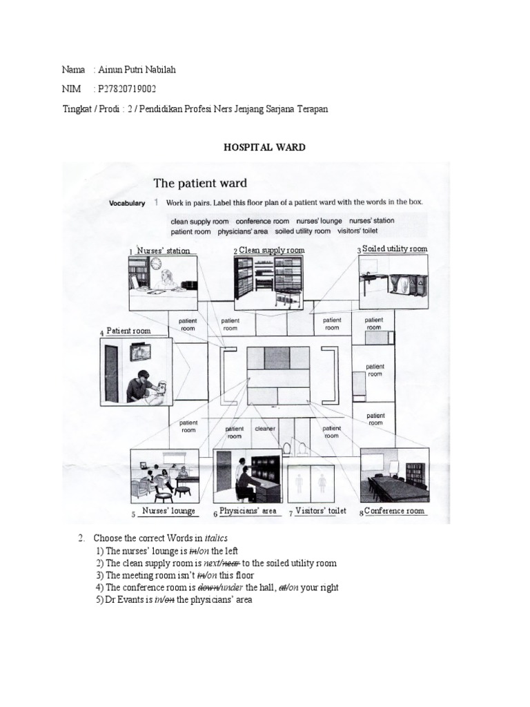 Hospital Ward Clean Supply Room Soiled Utility Room Nurses' Station