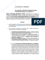 Accion de Tutela de Maria Constanza Rodríguez Triana, Contra Estudios e Inversiones Medicas S.A (Esimed) S A.
