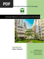 Consumer Behavior On Experiencing Fine Dine Restaurants: Ahsanullah University of Science and Technology