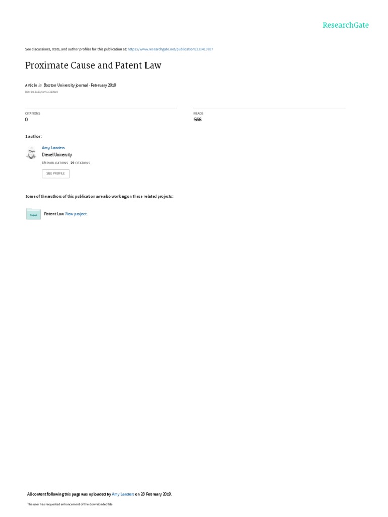 Proximate Cause and Patent Law Boston University Journal February 2019