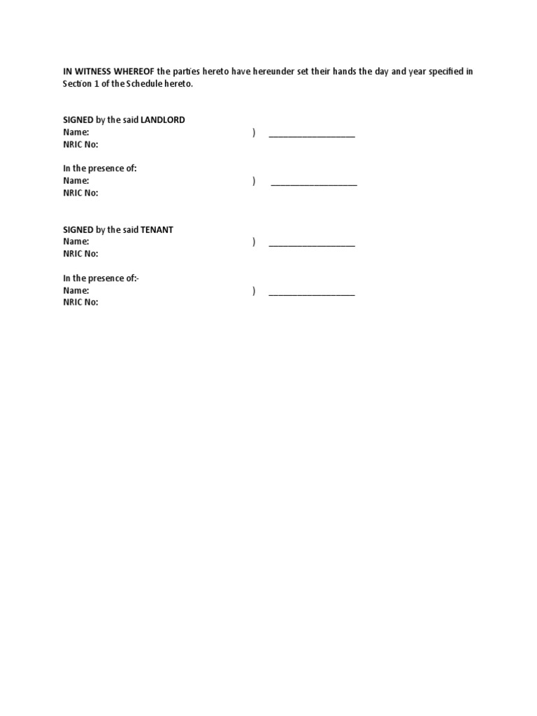 Landlord-Tenant Signature Agreement | PDF