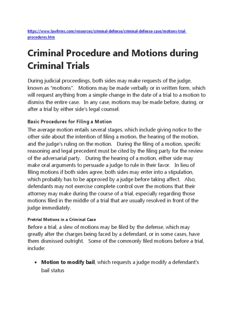 Motions in Criminal Cases PDF Verdict Prosecutor