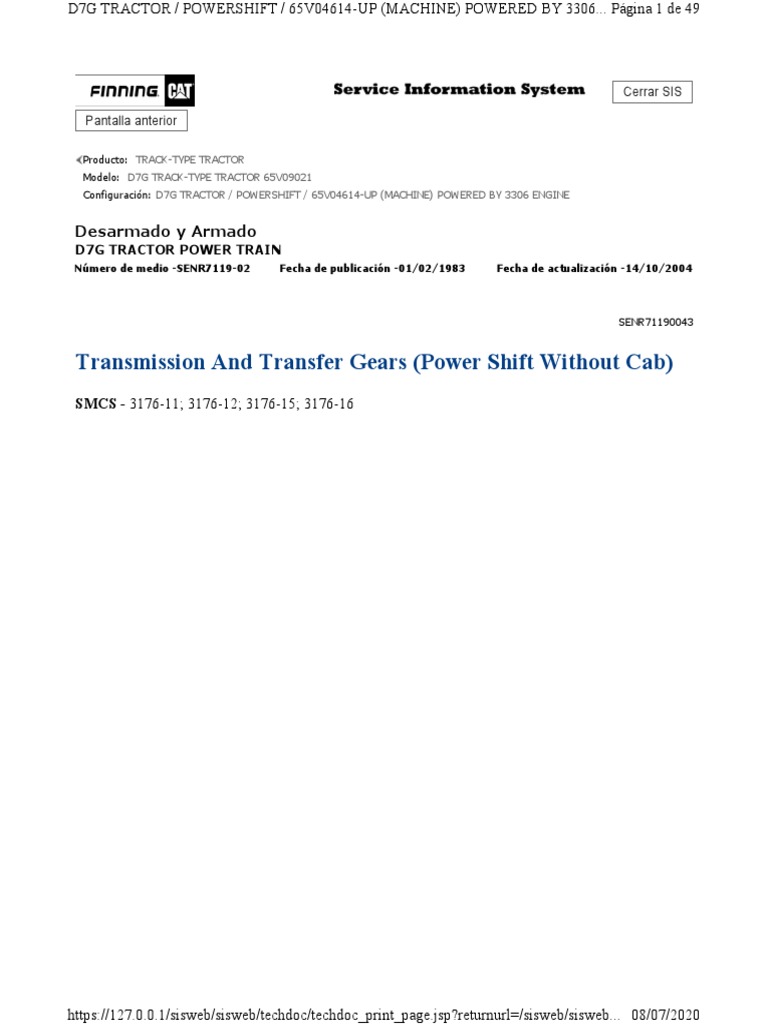 Transmission and Transfer Gears (Power Shift Without Cab) | PDF ...