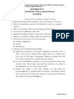 3 Years LLB 5th Semester KSLU Previous Question PaperCivil Procedure Code Dec 2019