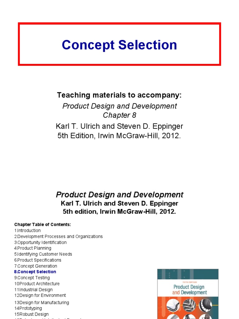 Concept Selection Process Overview | PDF | Concept | Design