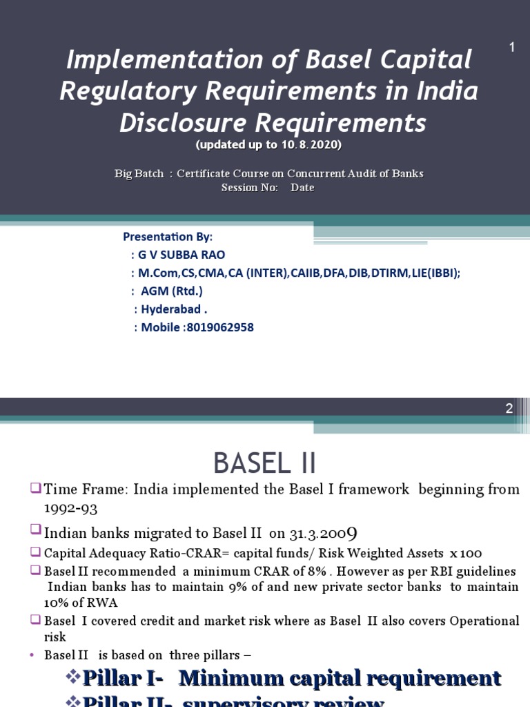 Implementation of Basel Capital Regulatory Requirements in India