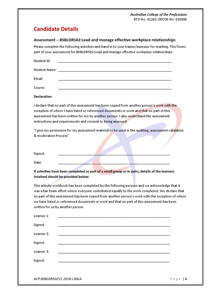 Student Assessment Declaration | PDF | Behavior Modification | Learning