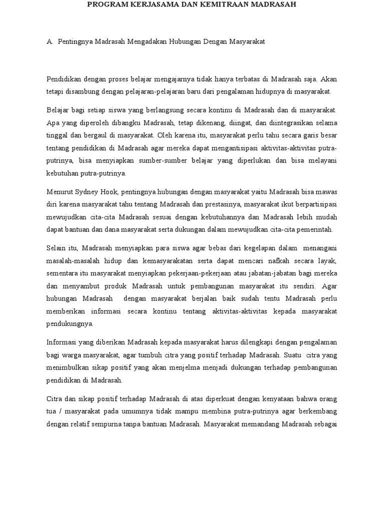 Program Kerjasama Dan Kemitraan Sekolah | PDF