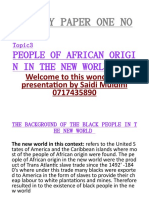 People of African Origin in The New World