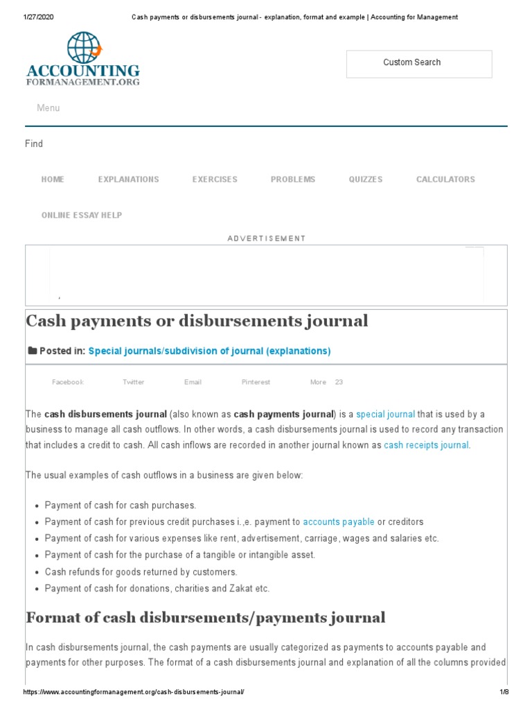 Cash Disbursements Journal Explained PDF Debits And Credits Payments