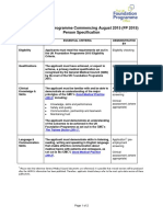 UK Foundation Programme 2015 Person Specification Essential Criteria