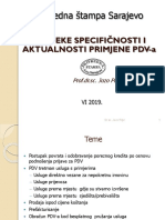 NEKE SPECIFIČNOSTI PRIMJENE PDV A