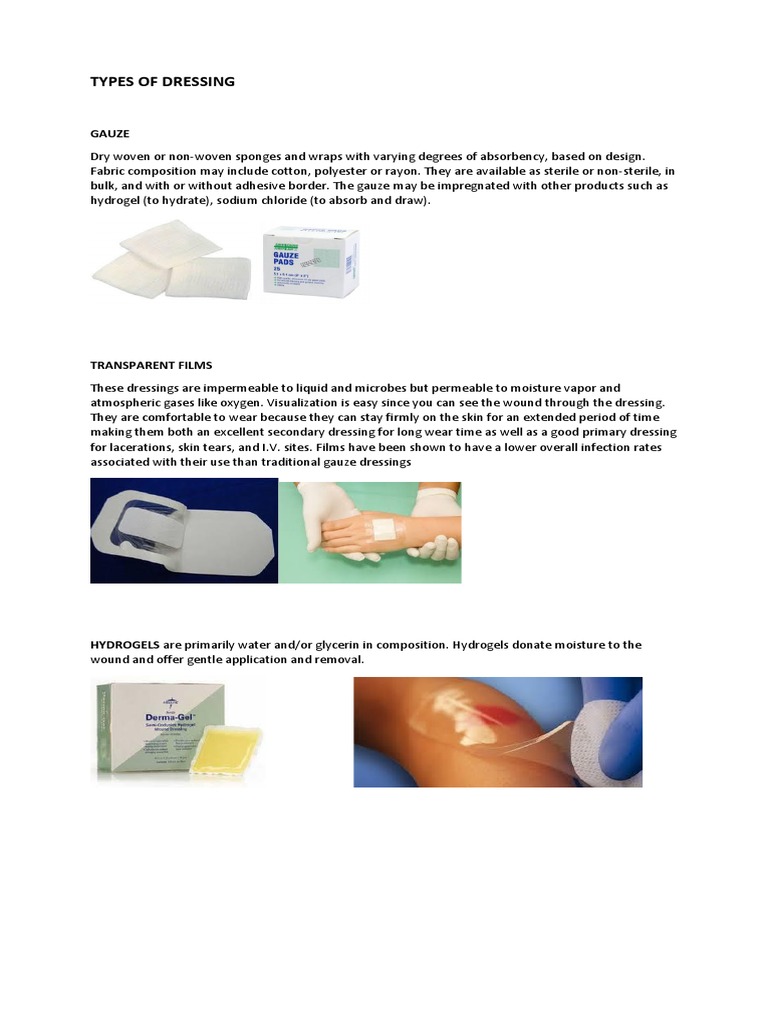 Types of Wound Dressings Explained | PDF