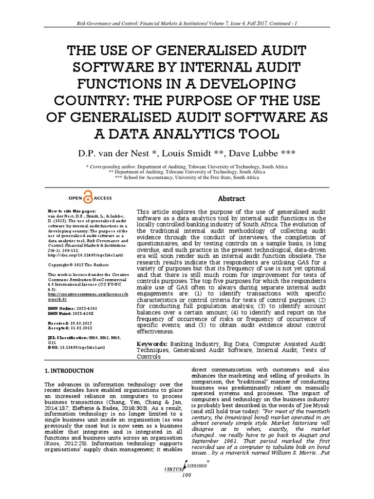 The Use of Generalised Audit Software by Internal | PDF | Internal ...
