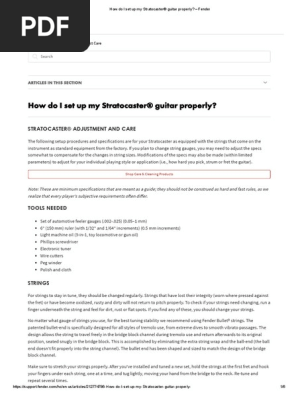 How do I set up my Stratocaster® guitar properly_ – Fender
