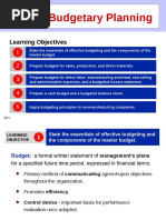 Budgetary Planning: Learning Objectives