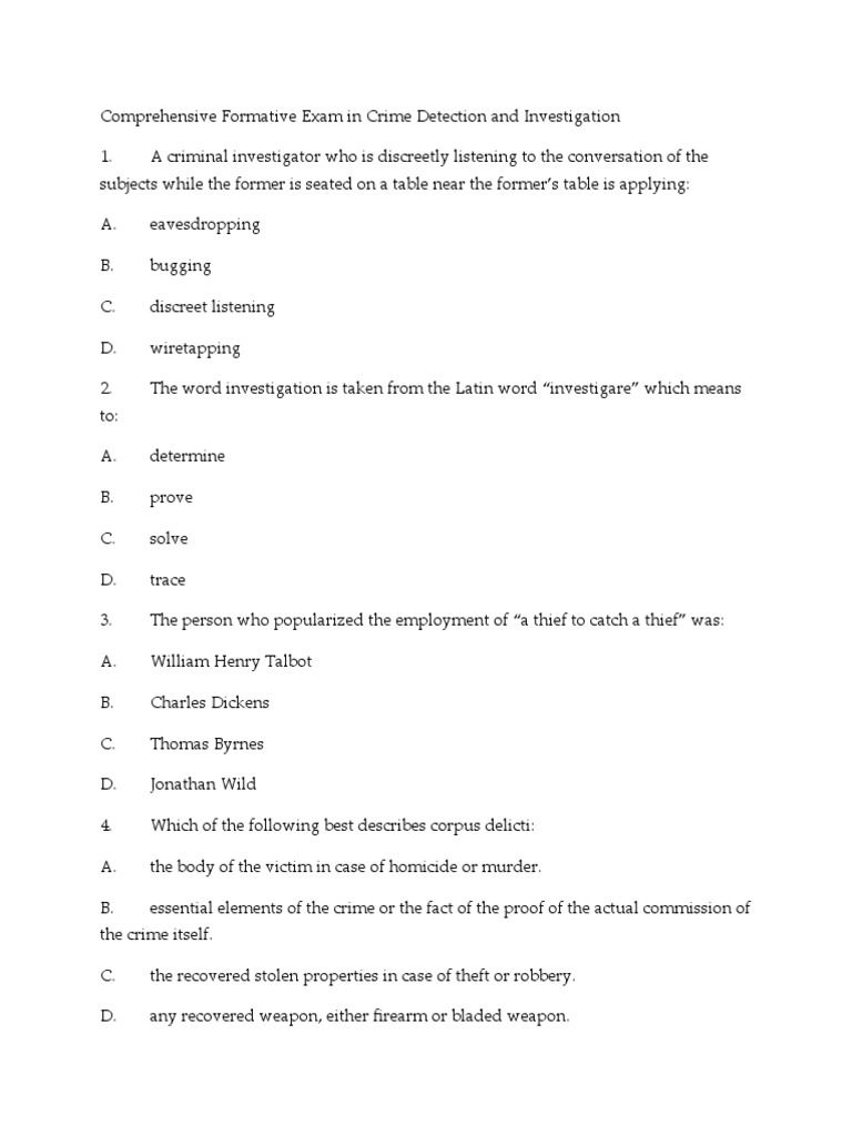Crime Detection and Investigation Exam | PDF | Fires | Organized Crime
