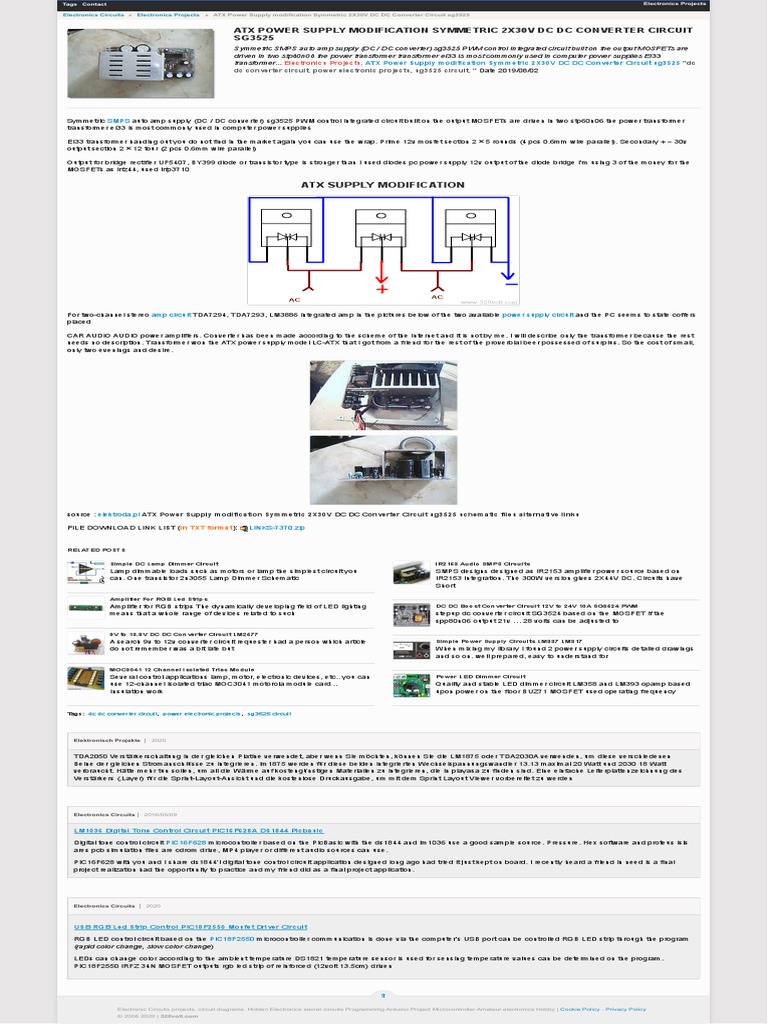 ATX Power Supply Modification Symmetric 2X30V DC DC Converter Circuit