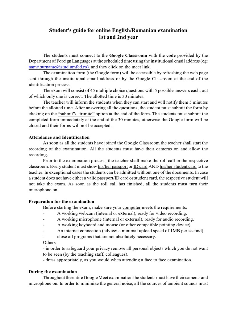 Student's Guide For Online Examination | PDF | Identity Document | Test ...