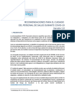 Recomendaciones para El Cuidado Del Personal de Salud Durante Covid 19 Minsal