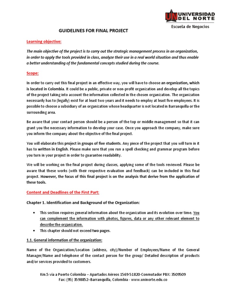 Strategic Management Project Guidelines | PDF | Strategic Management ...