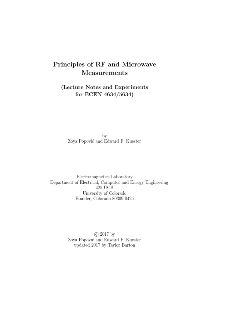 RF and Microwave Measurement Principles | PDF | Very High Frequency ...