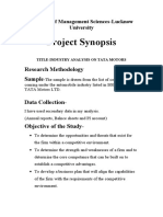 Project Synopsis: Research Methodology Sample