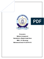 Economics Midterm Assignment Submitted To: Madam Sadaf Alam MBA 2 - 3C (Evening) Muhammad Umair 01-222191-013