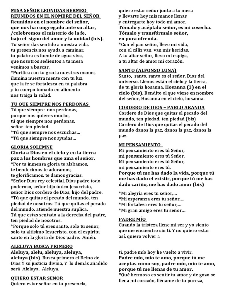 Misa Señor Leonidas Bermeo Reunidos en El Nombre Del Señor | PDF | Misa ...