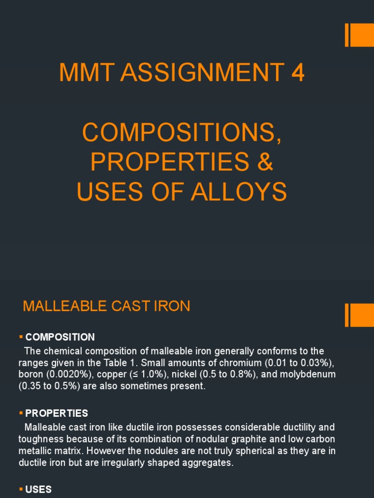 MMT Assignment 4 Compositions, Properties & Uses of Alloys PDF Cast